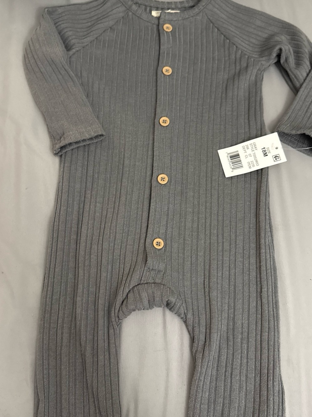 New Greyson Collection Ribbed Long-Sleeve One-Piece in Charcoal Gray